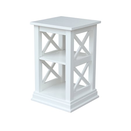 International Concepts Rectangle Hampton Accent Table with Shelves, 16 W, 16 L, 26 in H, Wood, White OT08-70A